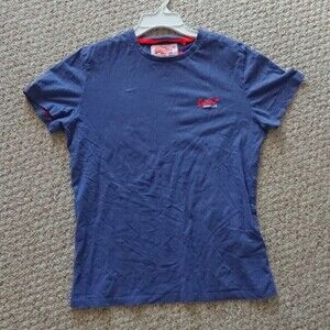 Superdry orange label Embroidered blue T-shirt size L